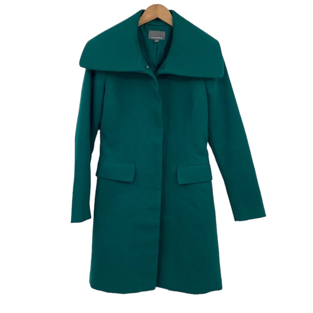 Tinley Road Trench Coat Womens XS Green Outdoor Longline Spread Collar